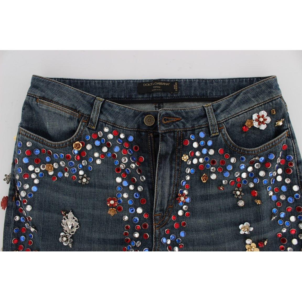 Dolce & Gabbana Crystal Roses Heart Embellished Jeans SIG19331-1