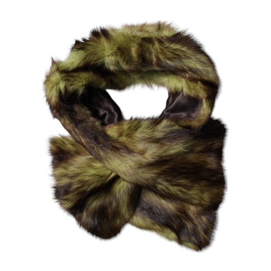 Dolce & Gabbana Multicolor Fur Shawl Neck Wrap Cover Collar Scarf MS7100