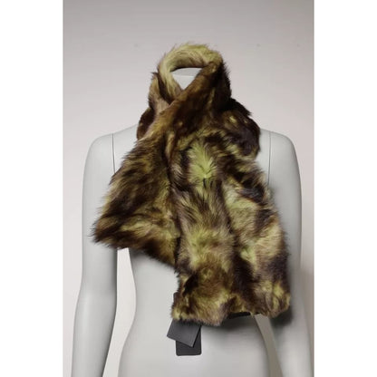 Dolce & Gabbana Multicolor Fur Shawl Neck Wrap Cover Collar Scarf