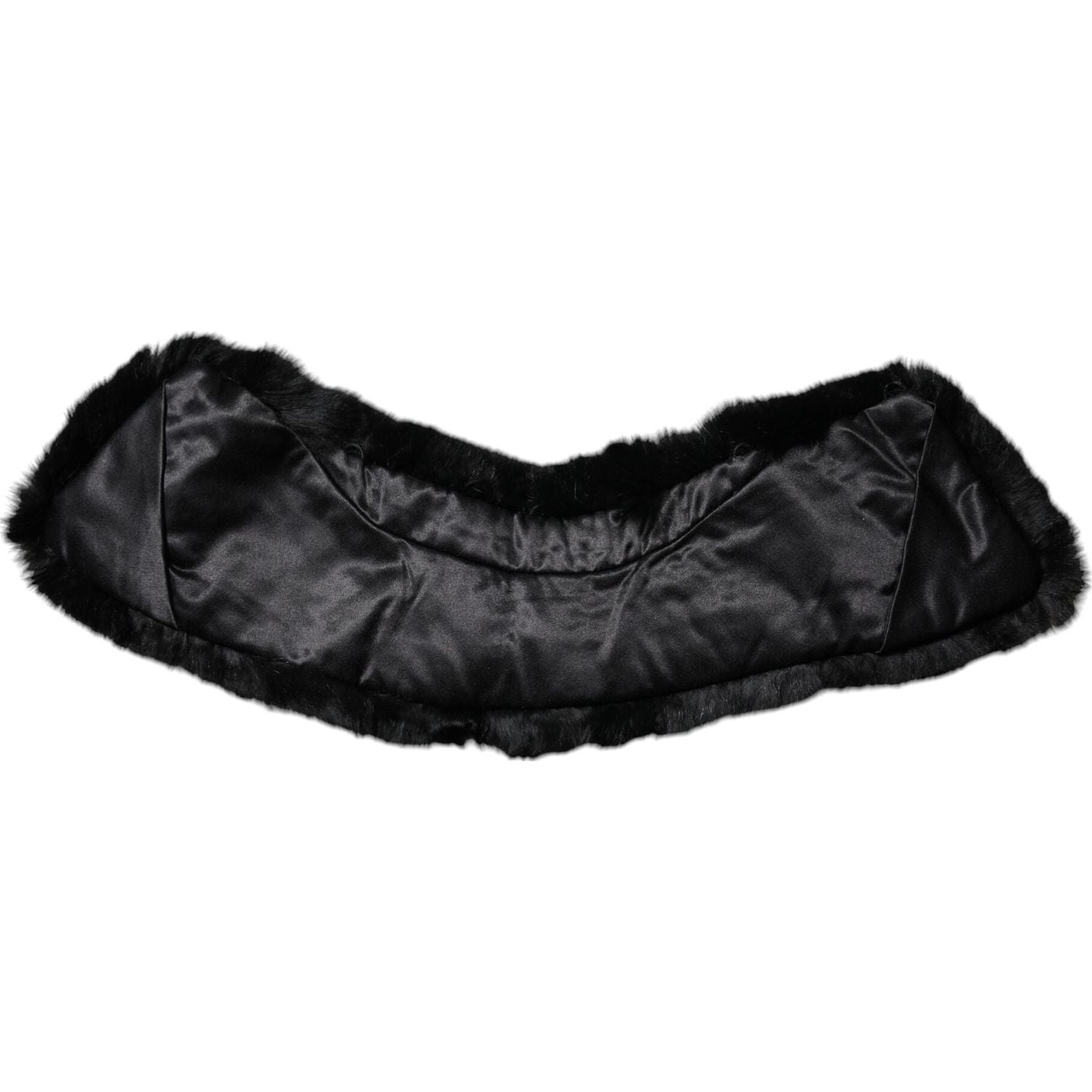 Dolce & Gabbana Black Lamb Fur Collar Women Neck Wrap Scarf