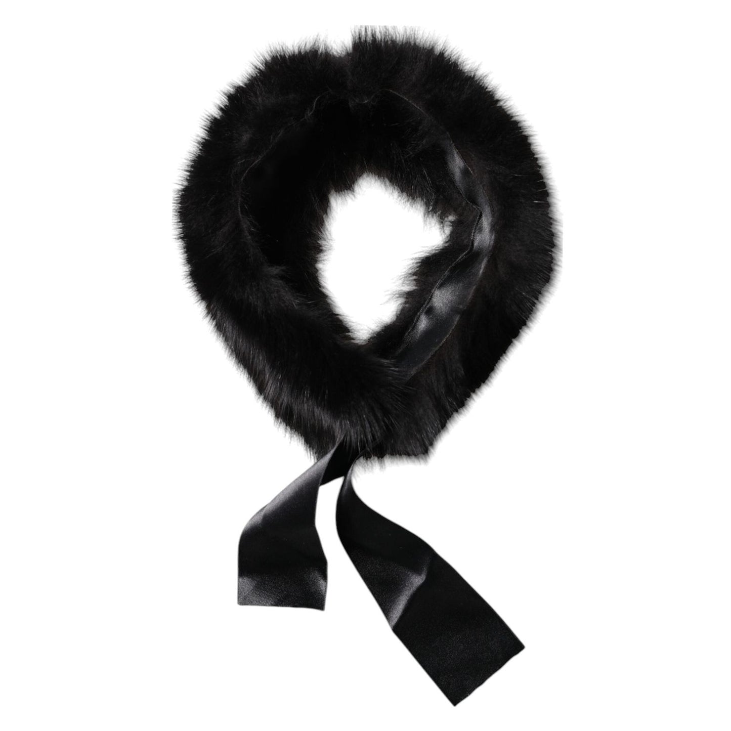 Dolce & Gabbana Black Fur Shoulder Collar Wrap Shawl Scarf MS7112