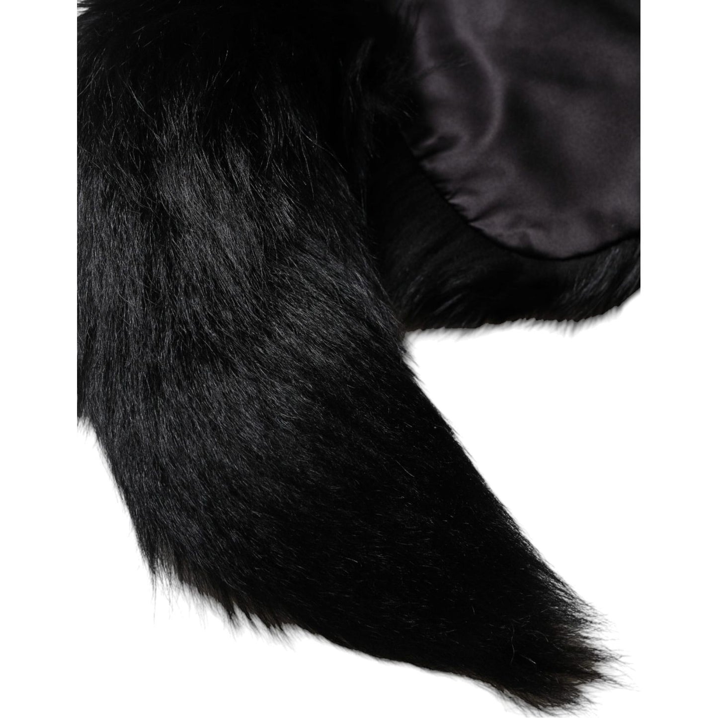Dolce & Gabbana Black Fox Fur Neck Wrap Warmer Winter Scarf
