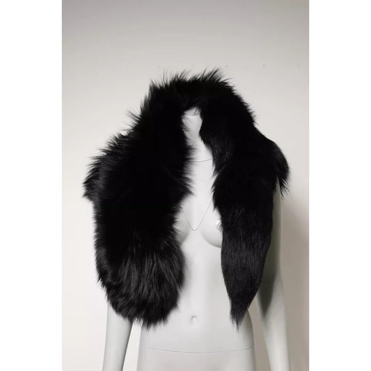 Dolce & Gabbana Black Fox Fur Neck Wrap Warmer Winter Scarf