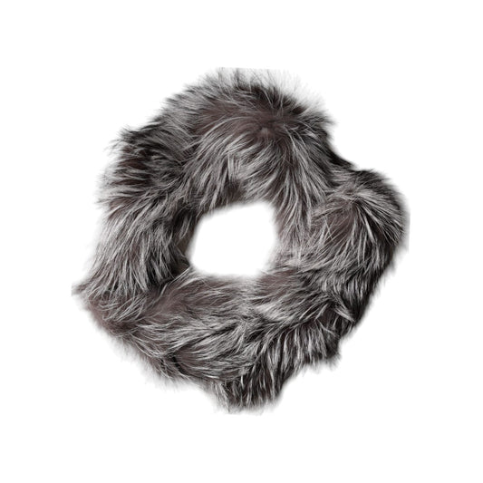 Dolce & Gabbana Gray Fox Fur Neck Wrap Warmer Winter Scarf