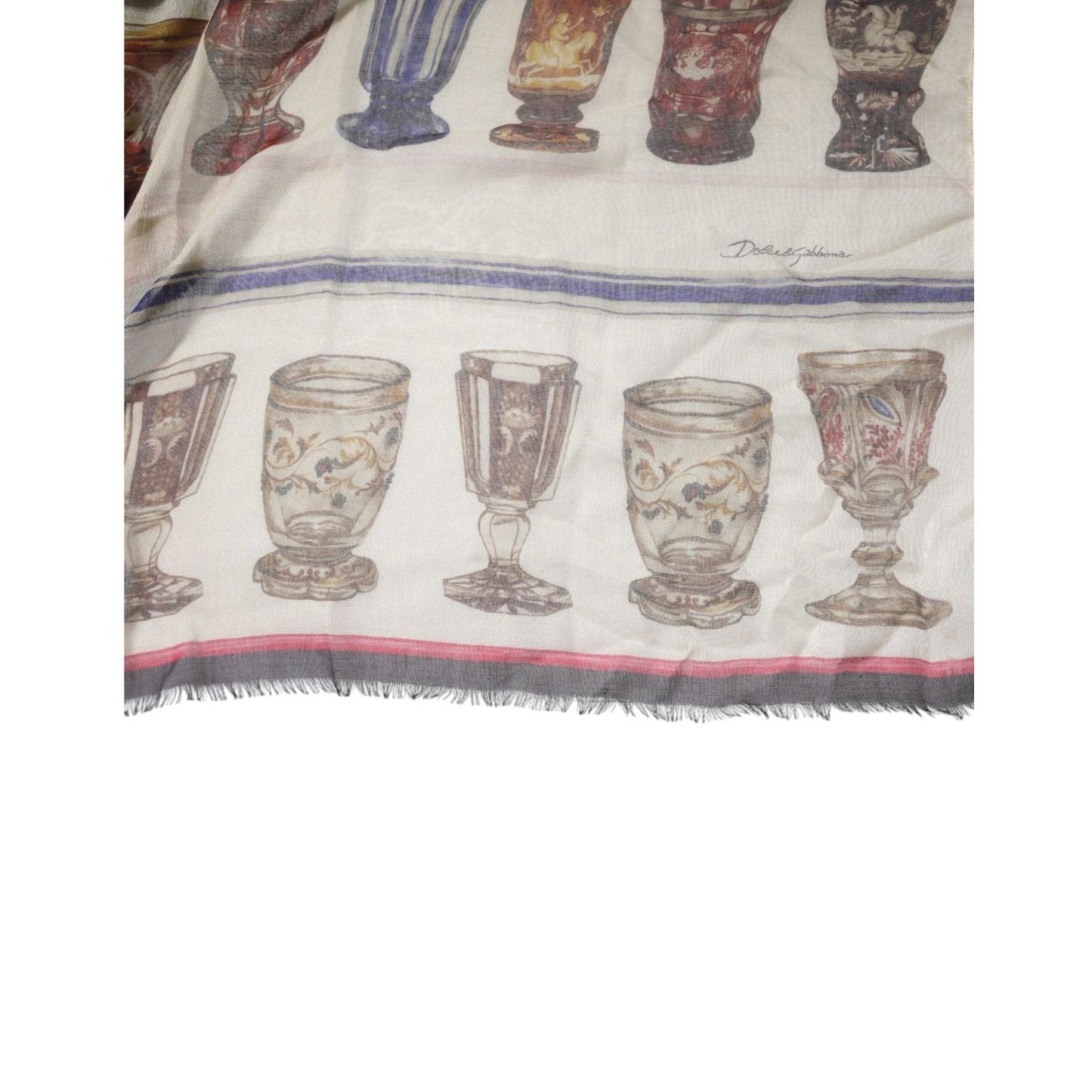 Dolce & Gabbana Multicolor Glass Cashmere Foulard Scarf MS7154