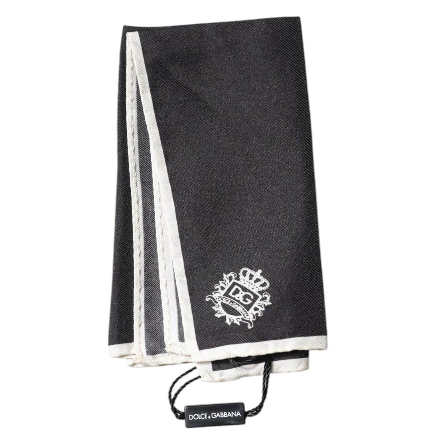 Dolce & Gabbana Black Crown Logo Square Handkerchief Scarf MS7294