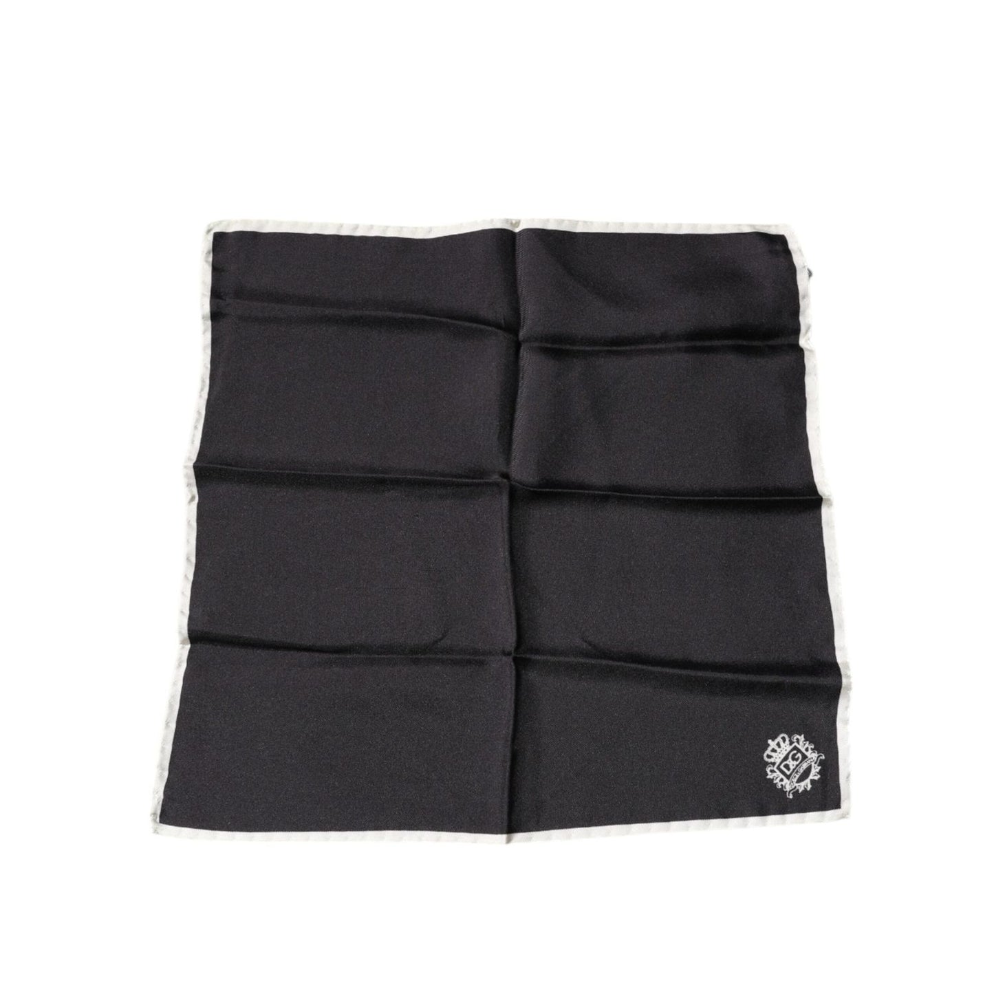Dolce & Gabbana Black Crown Logo Square Handkerchief Scarf MS7294