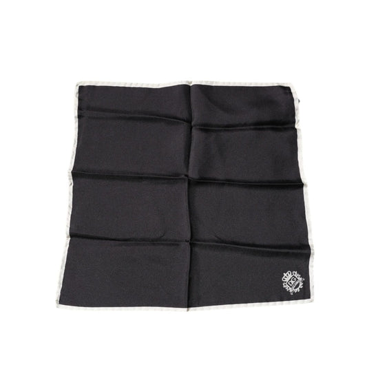 Dolce & Gabbana Black Crown Logo Square Handkerchief Scarf MS7294