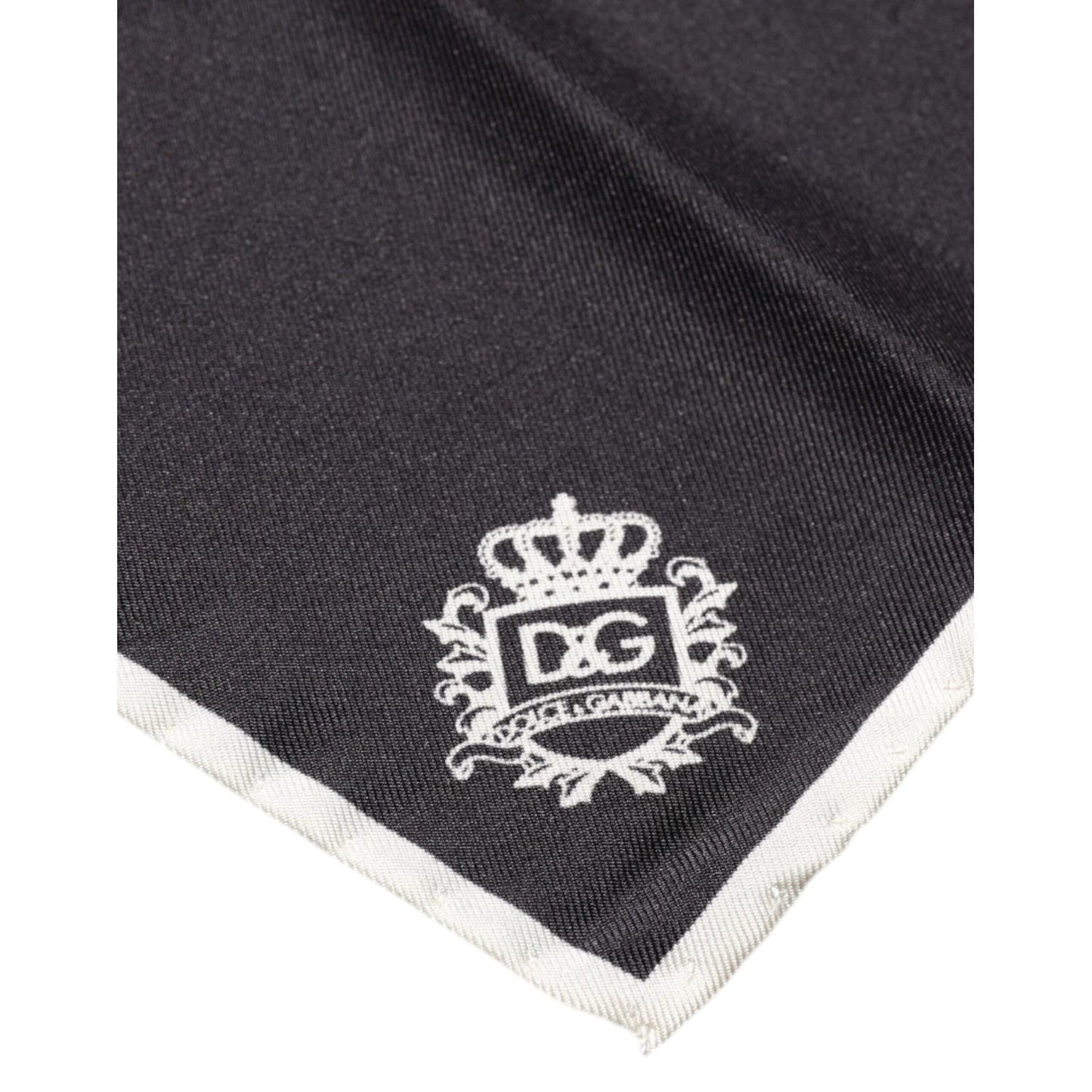 Dolce & Gabbana Black Crown Logo Square Handkerchief Scarf MS7294