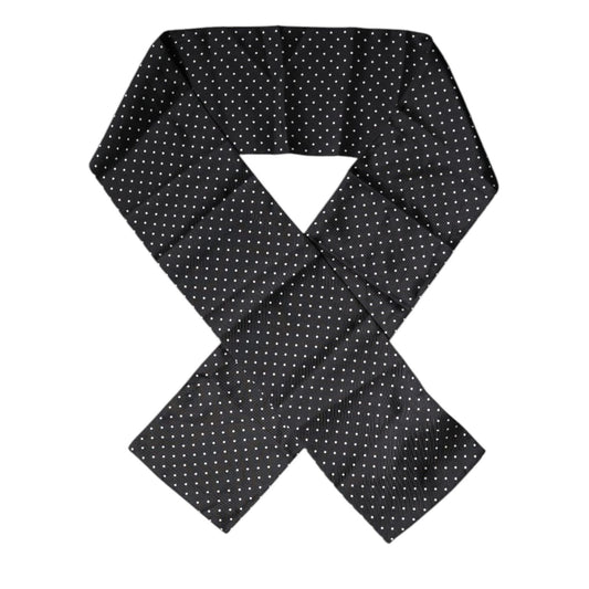 Dolce & Gabbana Black Polka Dots Silk Skinny Neck Wrap Scarf MS7301
