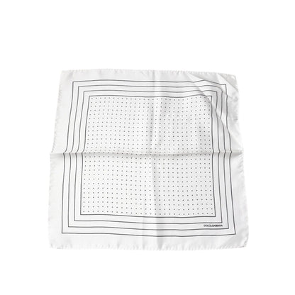 Dolce & Gabbana White Polka Dots Square Handkerchief Scarf