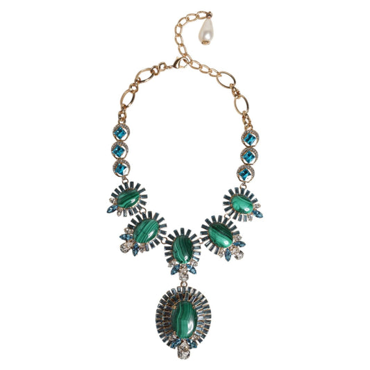 Dolce & Gabbana Gold Brass Pietre Oval Crystal Embellished Necklace SMY10550
