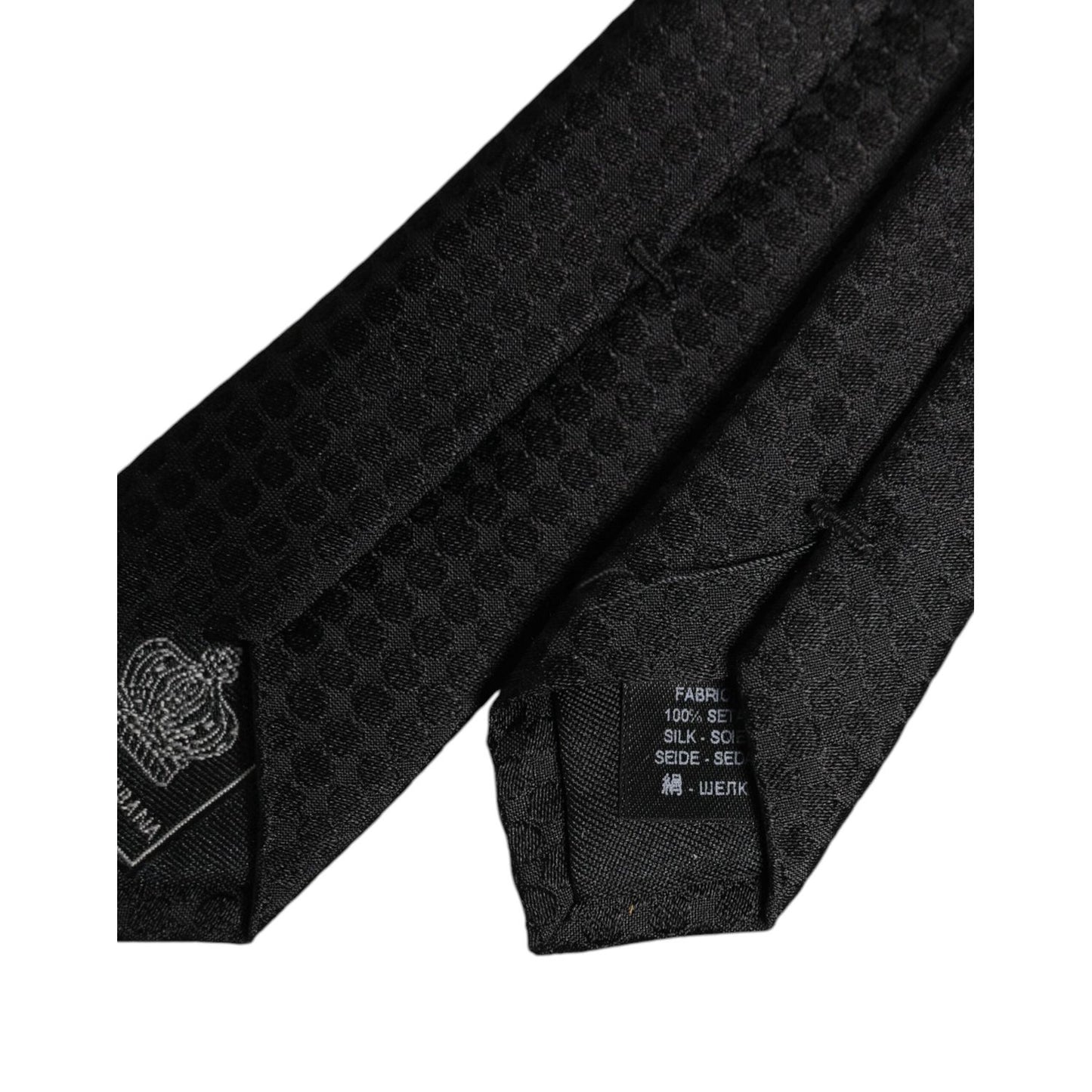Dolce & Gabbana Black Circles Silk Adjustable Necktie Tie KRA3440