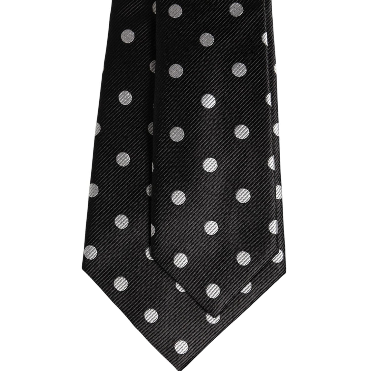 Dolce & Gabbana Black Polka Dots Silk Adjustable Necktie Tie KRA3442