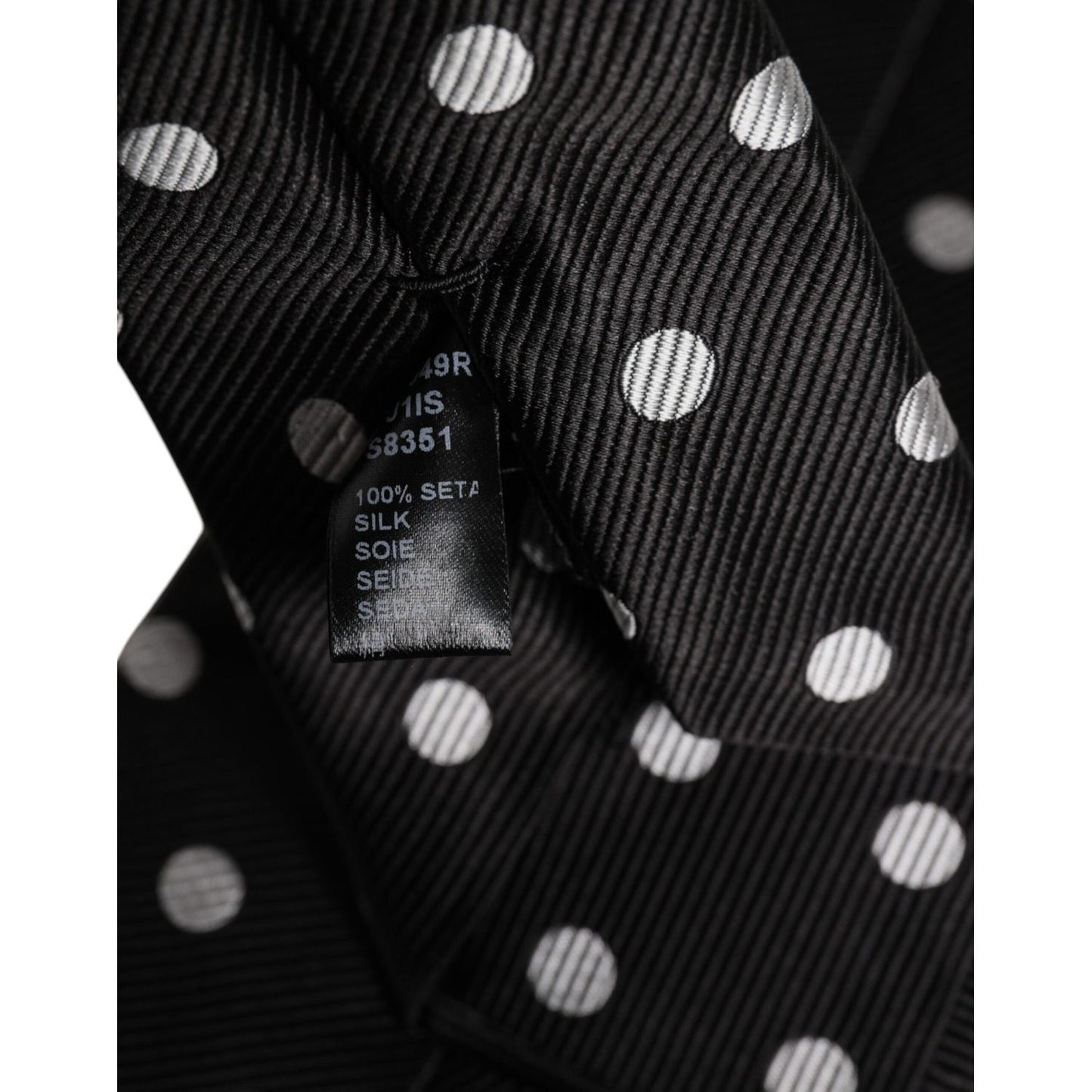 Dolce & Gabbana Black Polka Dots Silk Adjustable Necktie Tie KRA3442