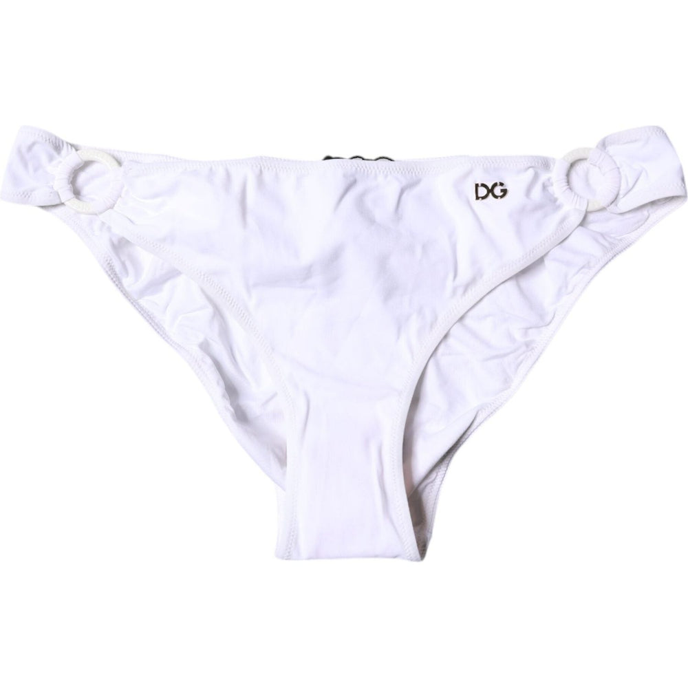 Dolce & Gabbana White Nylon Beachwear Bikini Bottom Swimwear BIK1949-4