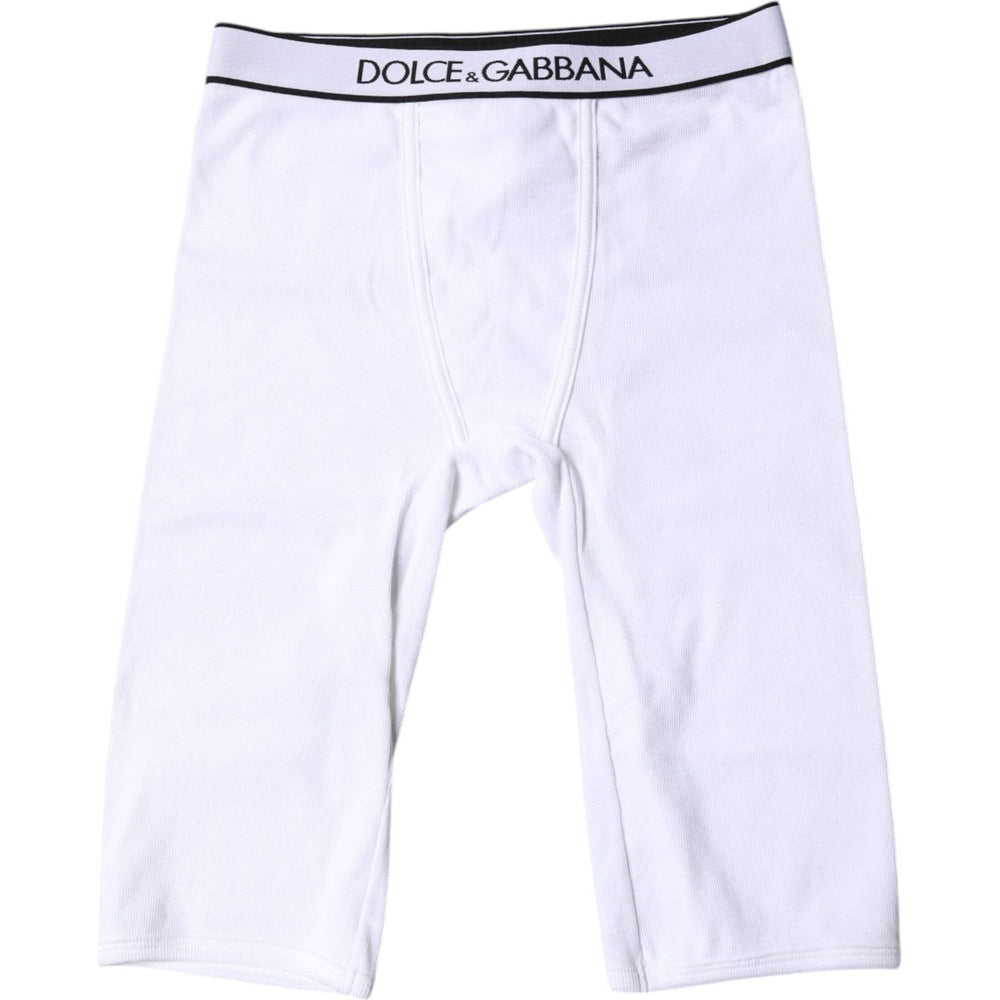 Dolce & Gabbana White Logo Cotton Cropped Tights Underwear BIK1978-2