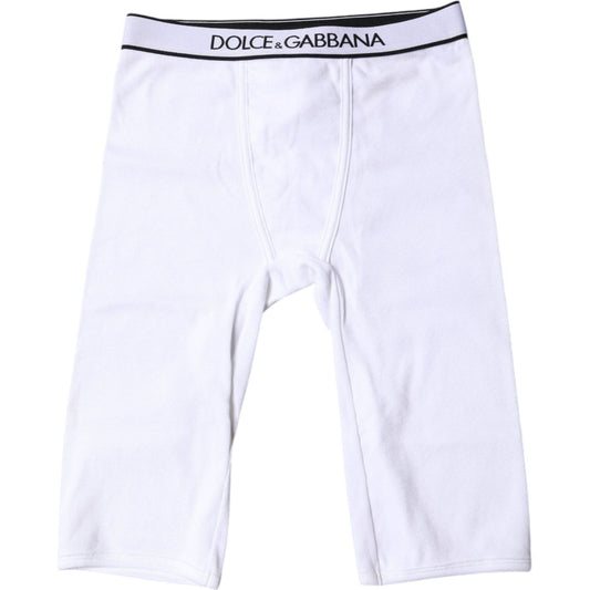 Dolce & Gabbana White Logo Cotton Cropped Tights Underwear BIK1978-2