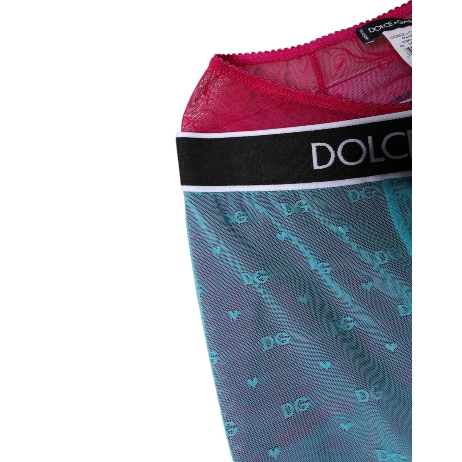 Dolce & Gabbana Blue Fuchsia Logo Lingerie Cropped Underwear