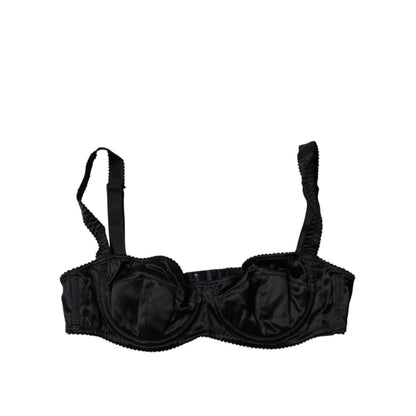 Dolce & Gabbana Black Silk Stretch Balconette Brassiere Underwear