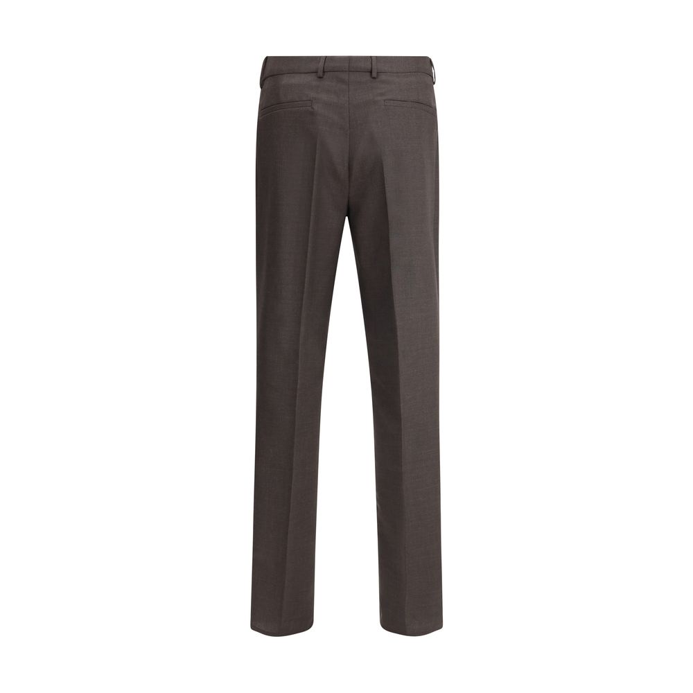 Brunello Cucinelli Brown Fleece Wool Casual Pants