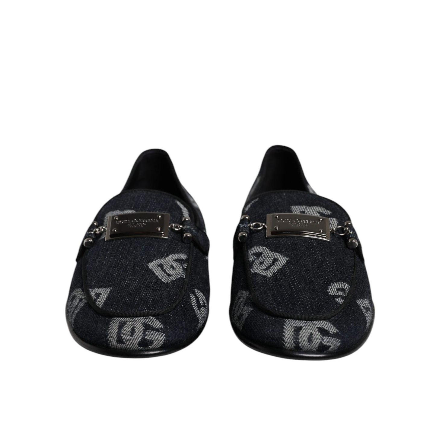 Dolce & Gabbana Black Logo Cotton Loafers Formal Dress Shoes