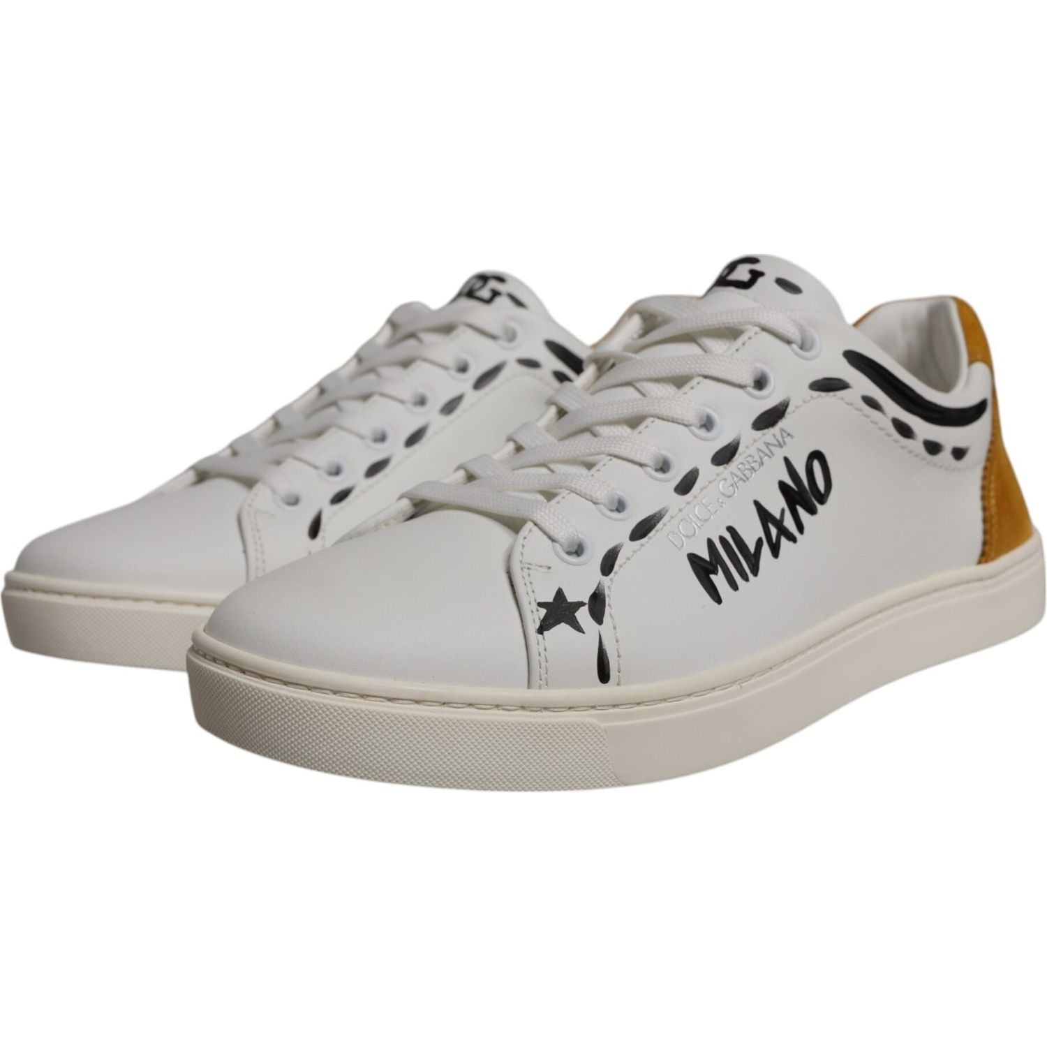 Dolce & Gabbana White Suede Leather Low Top Sneakers Shoes