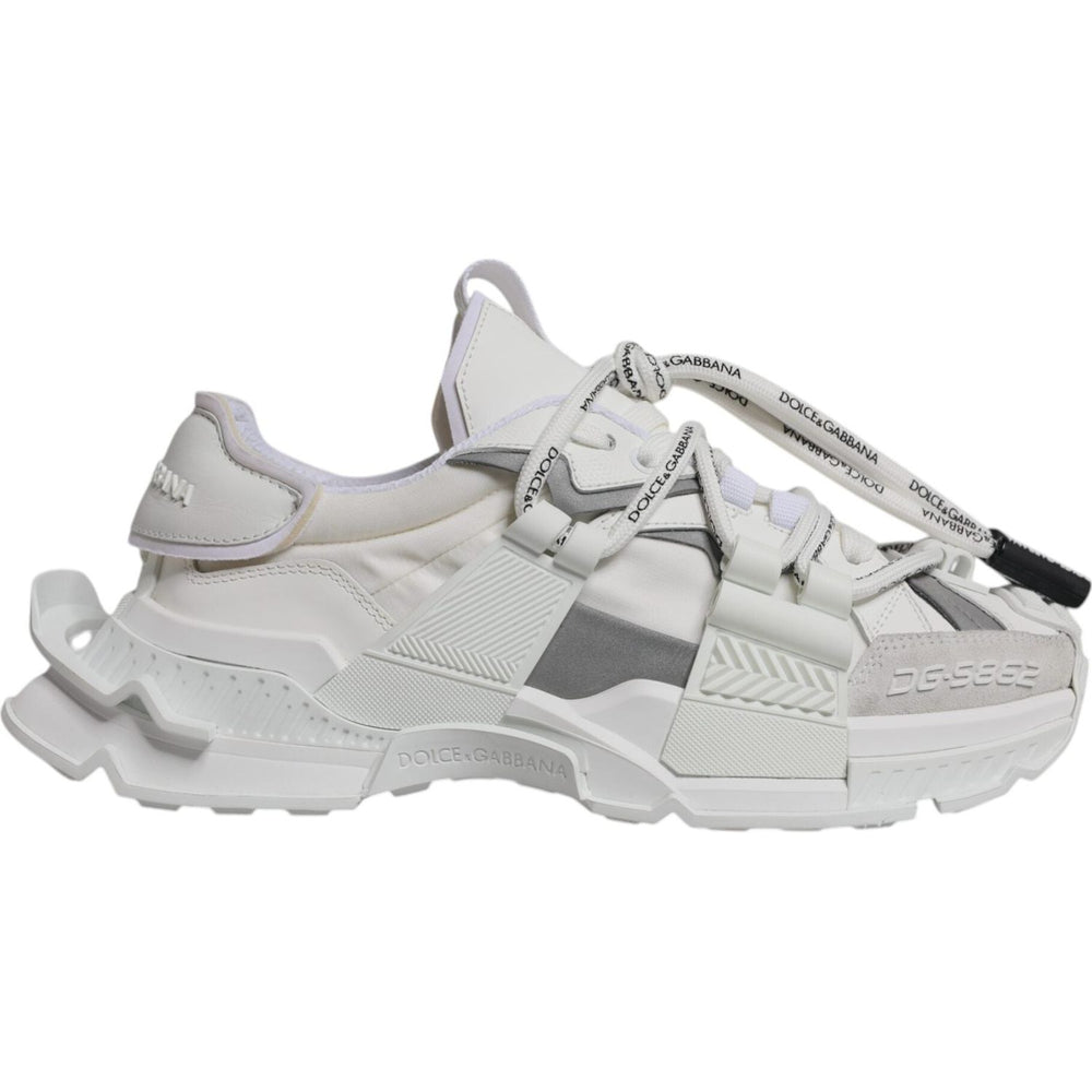 Dolce & Gabbana White Nylon Low Top Space Men Sneakers Shoes MV7188-39