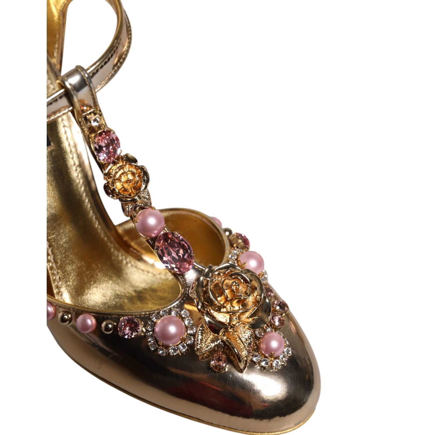 Dolce & Gabbana Gold Embellished Vally Heels Sandals Shoes
