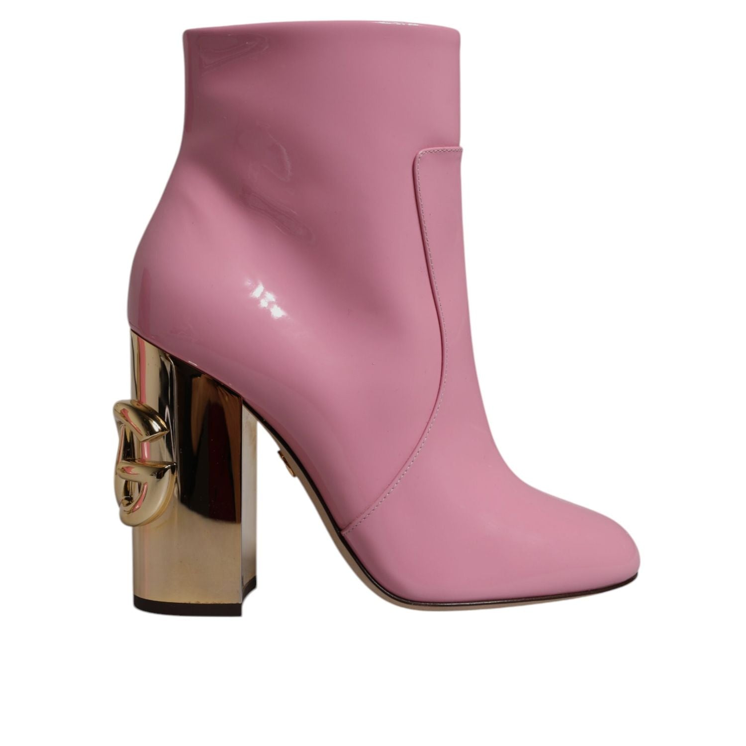 Dolce & Gabbana Pink Patent Leather Heel Mid Calf Boots Shoes