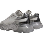 Dolce & Gabbana White Silver Daymaster Low Top Sneaker Shoes LA12344-38.5