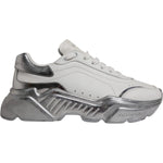 Dolce & Gabbana White Silver Daymaster Low Top Sneaker Shoes LA12344-38.5