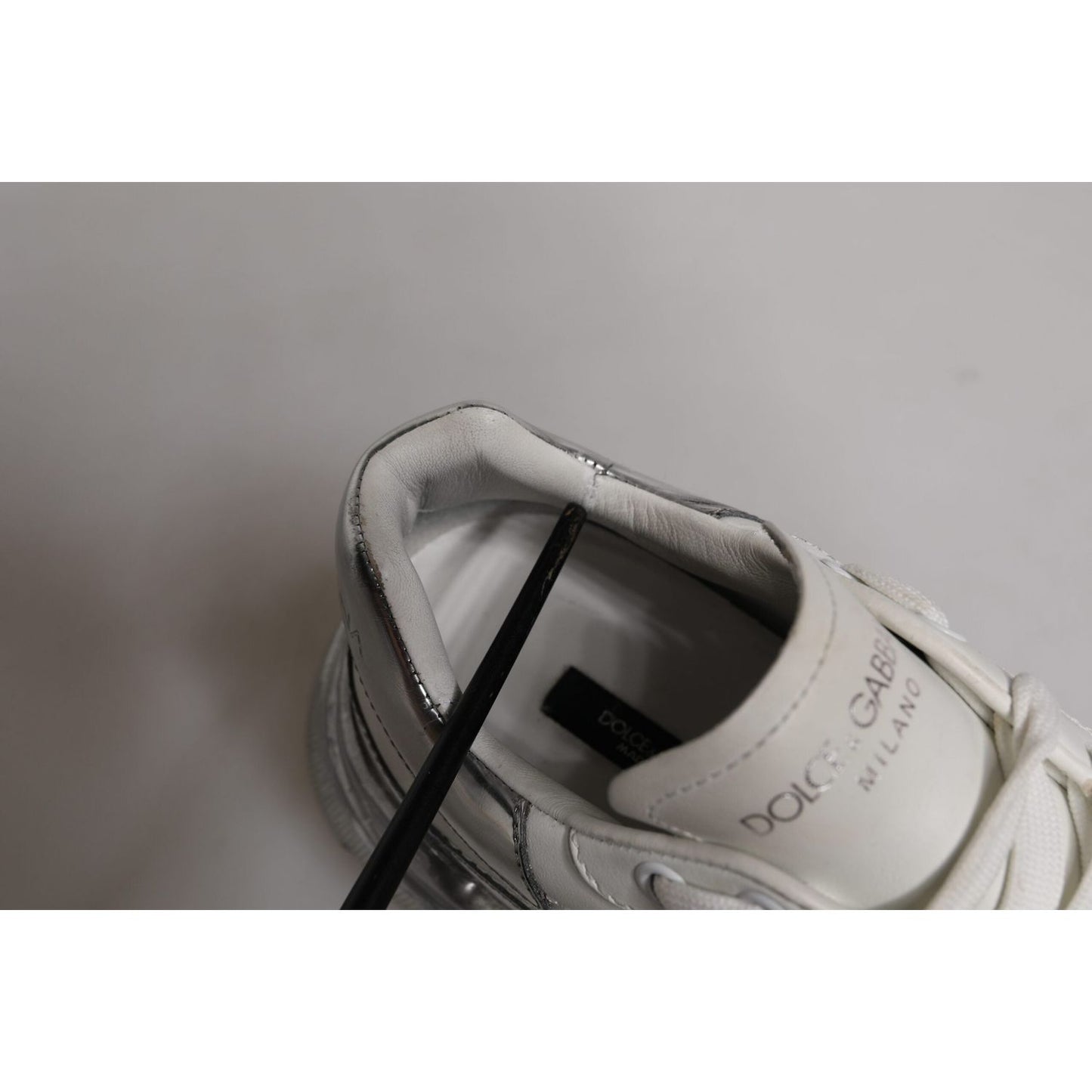 Dolce & Gabbana White Silver Daymaster Low Top Sneaker Shoes LA12344-38.5