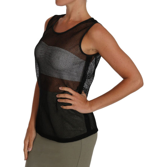 Dolce & Gabbana Black Mesh Transparent Blouse T-shirt TSH2694-42