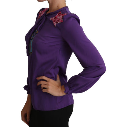 Dolce & Gabbana Purple Blouse Prince Fairy Tale Embellished Top