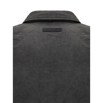 Back view of Daily Paper Gray Cotton Bomber showing collar detail and fabric texture, designed for comfort and style in SS25 collection.