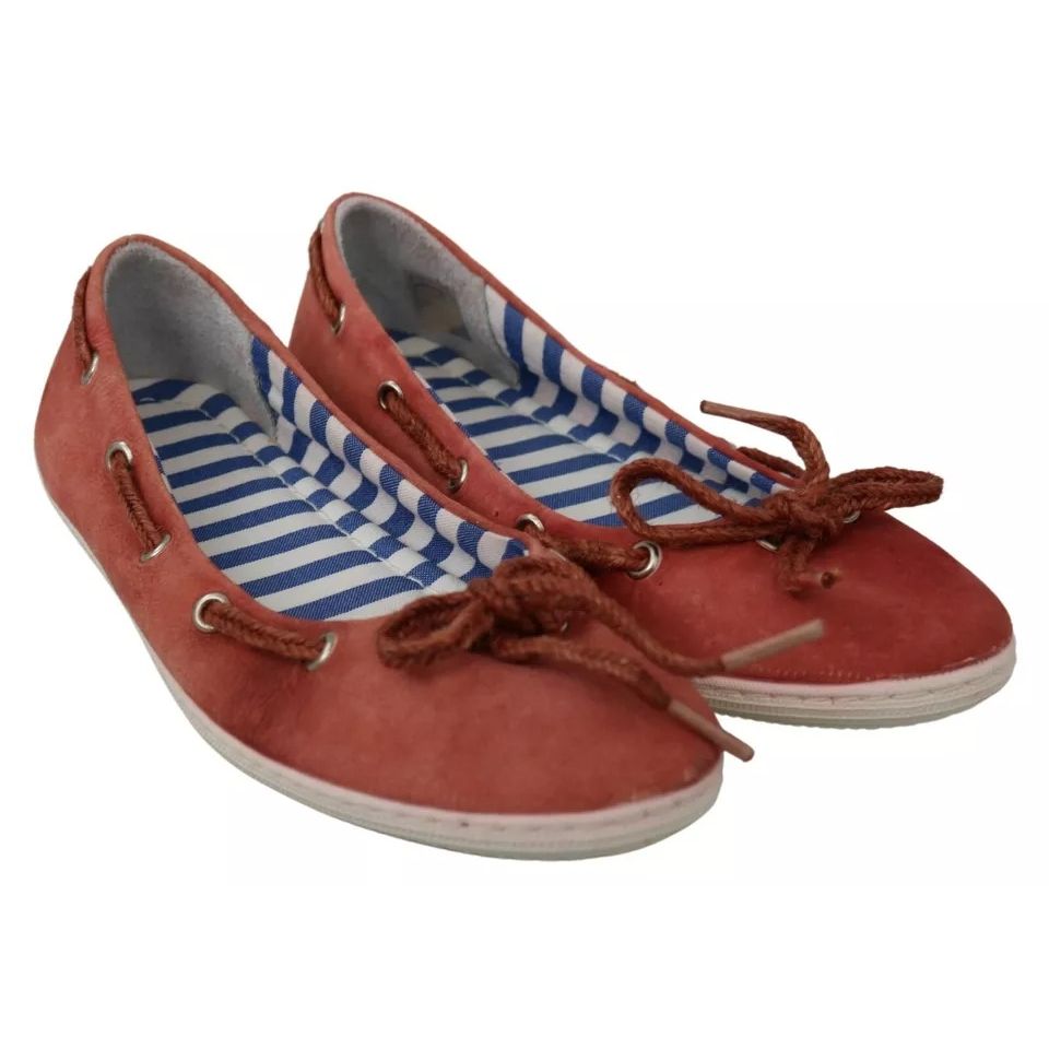Pantofola D'Oro Coral Suede Lace Bow Loafers Ballet Flat Shoes