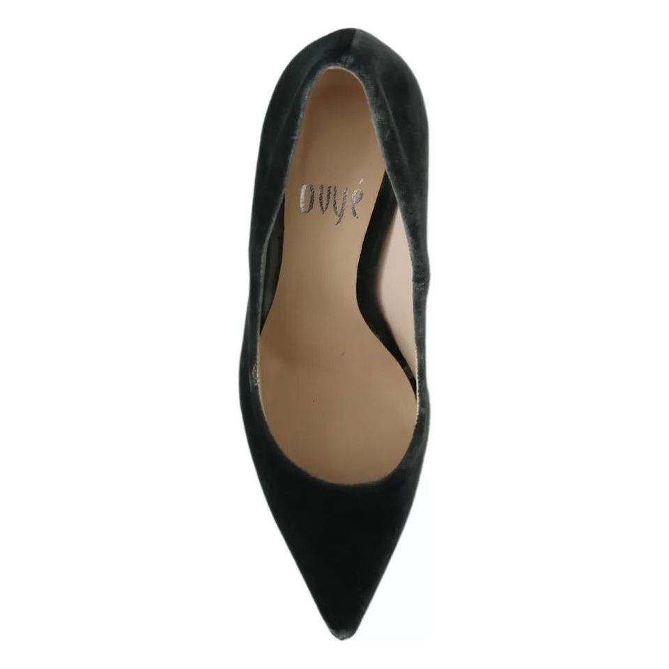 Ovyé Gray Velvet Dress Stiletto Pumps Shoes LA8411-37