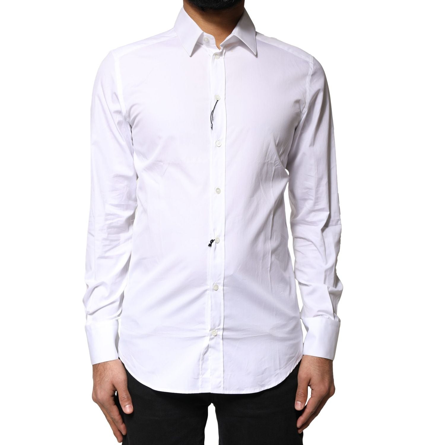 Dolce & Gabbana White GOLD Cotton Long Sleeves Men Dress Shirt