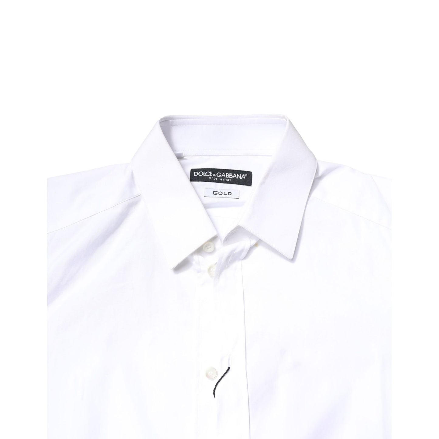 Dolce & Gabbana White GOLD Cotton Long Sleeves Men Dress Shirt