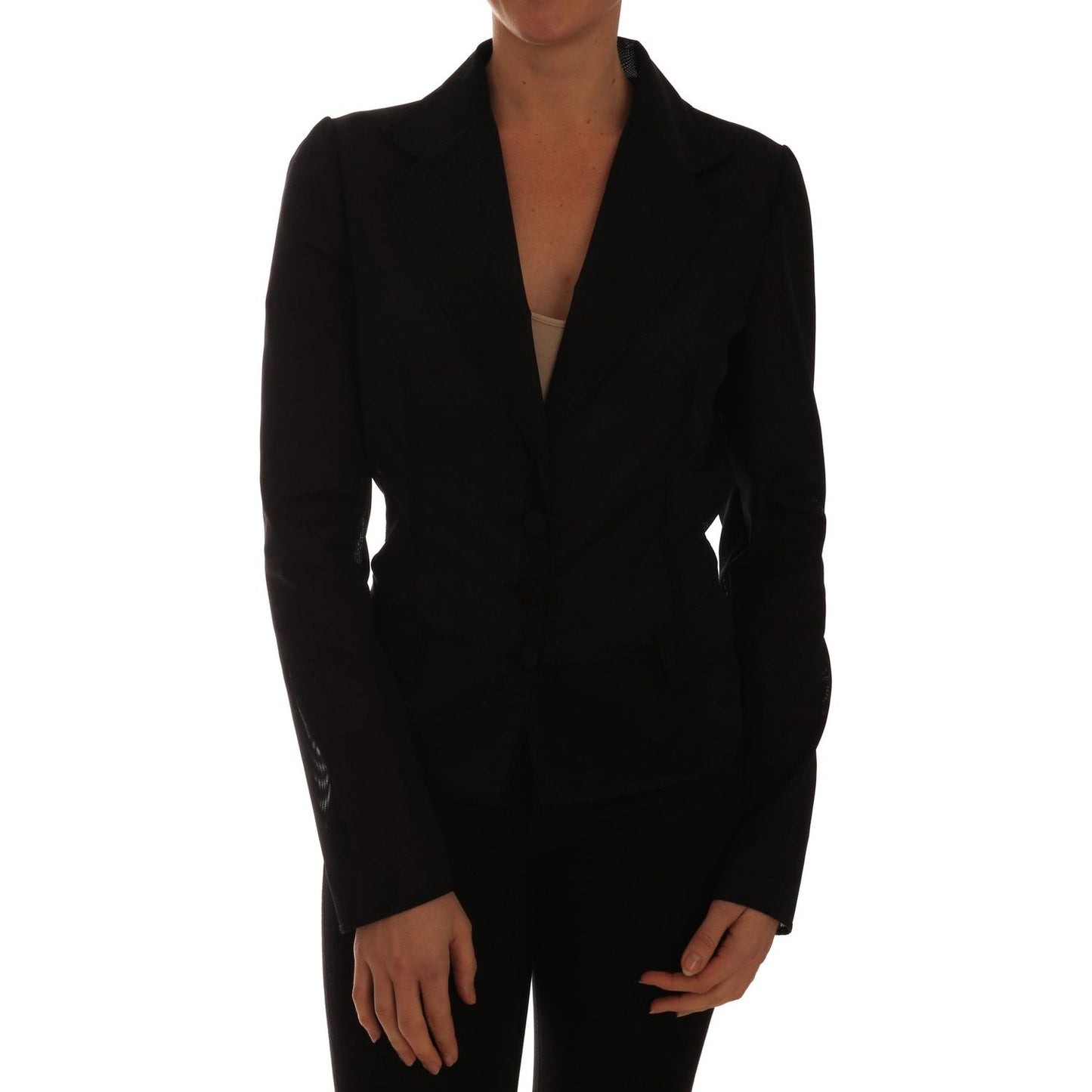 Dolce & Gabbana Black Nylon Net Blazer Jacket