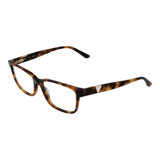 Alt Tag: Guess Brown Women Glasses Frame with full-rim plastic design and rectangle shape.