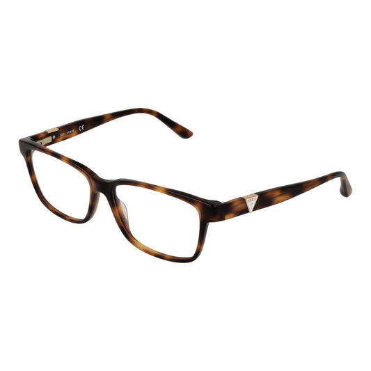 Guess Brown Women Glasses Frame, full-rim rectangle, plastic, size 56-15-140, with spring hinge, includes branded case.
