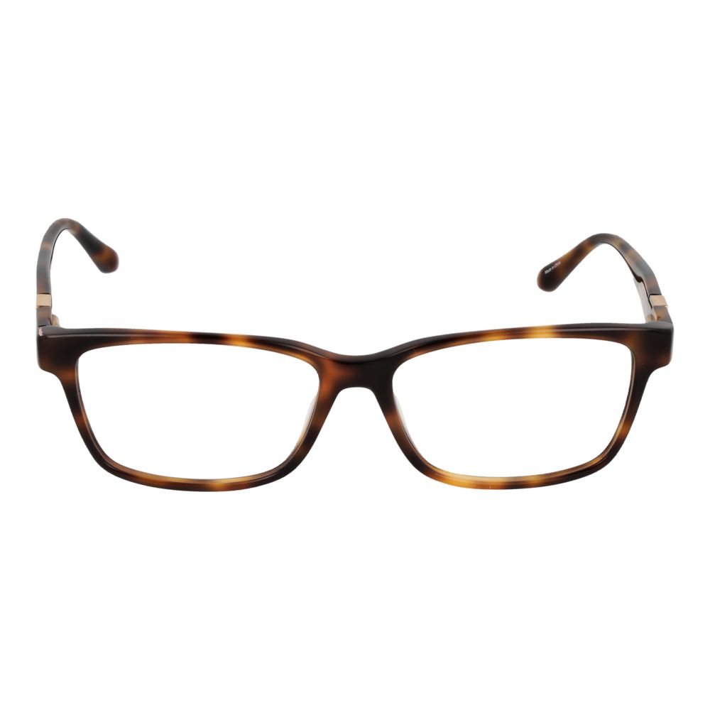 Guess Brown Women Glasses Frame with full-rim, rectangle design, plastic material, and no lenses effect, includes branded case.