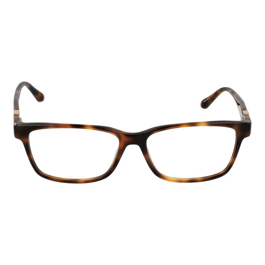 Guess Brown Women Glasses Frame with full-rim, rectangle design, plastic material, and no lenses effect, includes branded case.