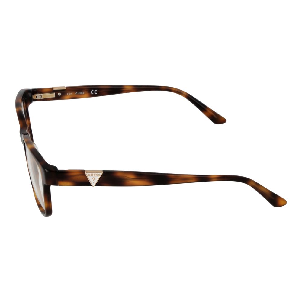 Side view of Guess Brown Women Glasses Frame in tortoiseshell full-rim plastic design