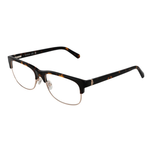 Guess Brown Women Glasses Frame with full-rim browline style in metal and plastic. Size 55-17-145, spring hinge design, comes with branded case.