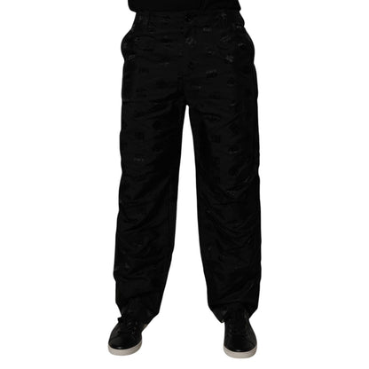 Dolce & Gabbana Black Logo Monogram Straight Pants