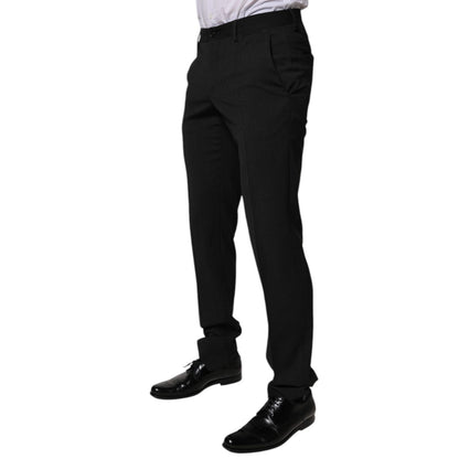 Dolce & Gabbana Black Polyester Tapered Formal Men Dress Pants