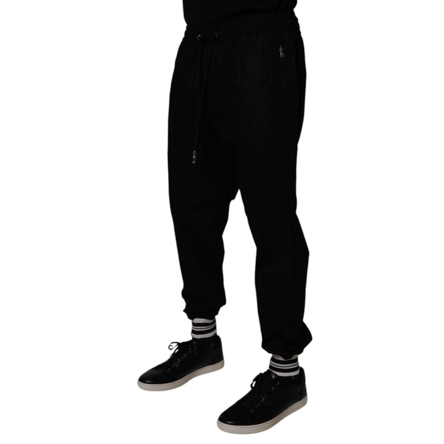 Dolce & Gabbana Black Cotton Men Jogger Sweatpants Pants